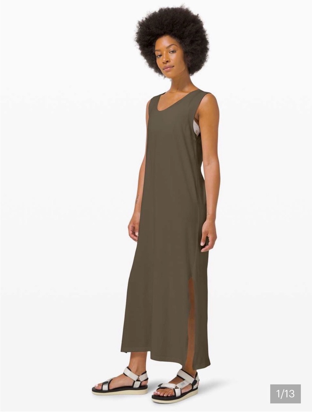 lululemon athletica Olive Green Sleeveless Midi Tank Dress